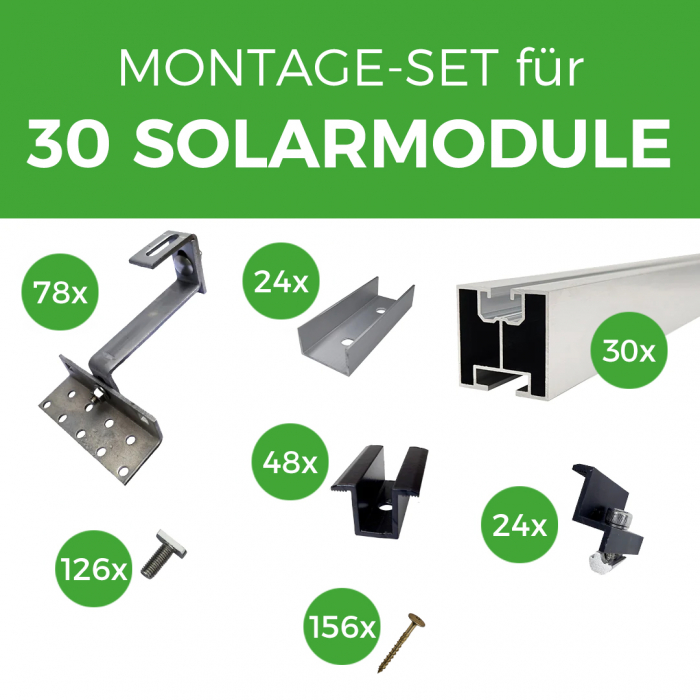 Montage Set für 30 Solarmodule - Ziegeldach