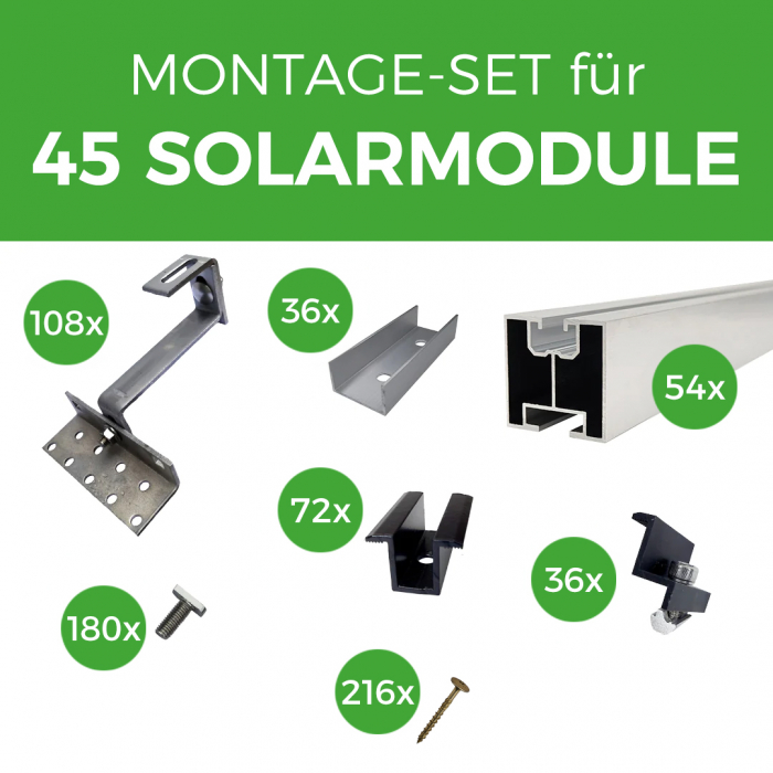 Montage Set für 45 Solarmodule - Ziegeldach